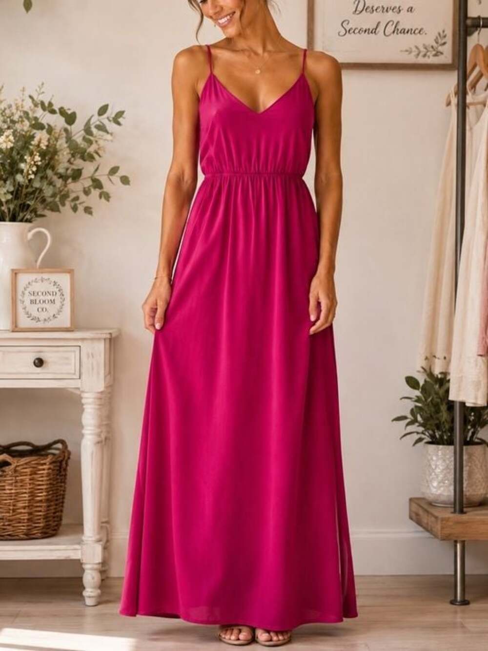 J.Crew Fuchsia Pink Strappy Maxi Dress Size 00 Racerback